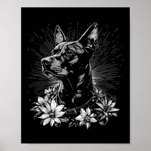 Doberman Pinscher Hund älskare Retro Stil Tattoo Poster