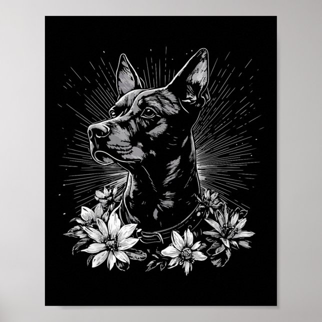 Doberman Pinscher Hund älskare Retro Stil Tattoo Poster (Framsidan)
