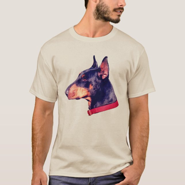 Doberman Pinscher Hund Ansikte T Shirt (Framsida)