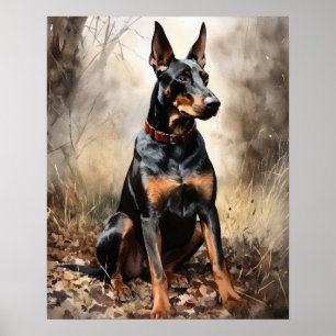 Doberman Pinscher Hund Art Print Poster