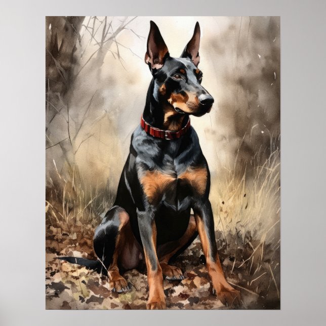 Doberman Pinscher Hund Art Print Poster (Framsidan)