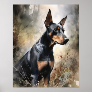 Doberman Pinscher Hund Art Print Poster
