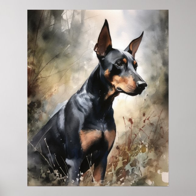 Doberman Pinscher Hund Art Print Poster (Framsidan)