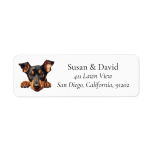 Doberman Pinscher Hund aveln Djurälskare Returadress Etikett