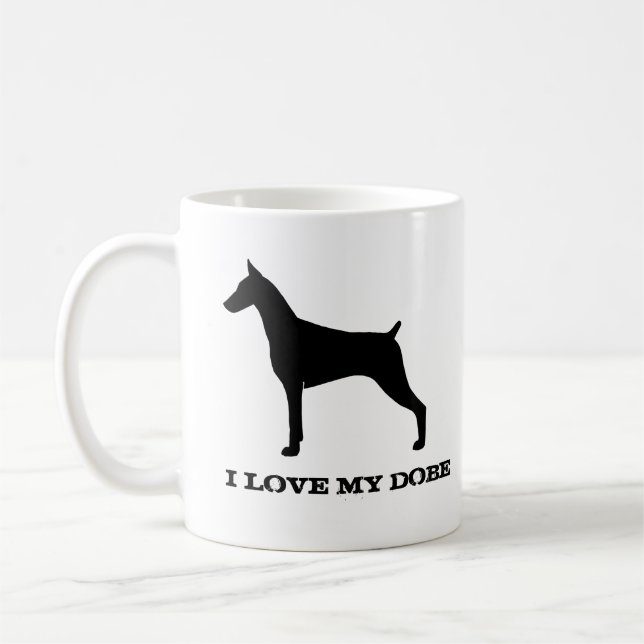 Doberman Pinscher Hund aveln Silhouettes Anpassnin Kaffemugg (Vänster)