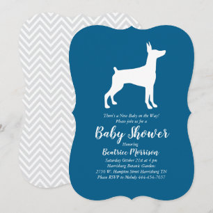 Doberman Pinscher Hund Baby Shower Blue Boy Inbjudningar