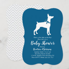 Doberman Pinscher Hund Baby Shower Blue Boy Inbjudningar