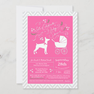 Doberman Pinscher Hund Baby Shower Rosa Girl Dobie Inbjudningar
