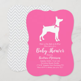Doberman Pinscher Hund Baby Shower Rosa Girl Inbjudningar