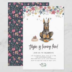 Doberman Pinscher Hund Birthday-inbjudan