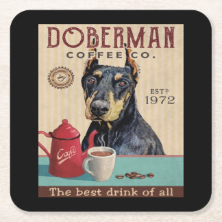 Doberman Pinscher Hund Coffee Underlägg Papper Kvadrat