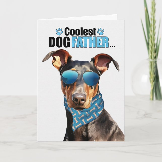 Doberman Pinscher Hund Coolest Pappa Fars dag Helgkort (Framsida)