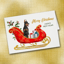 Doberman Pinscher Hund jul - högkort Hälsningskort