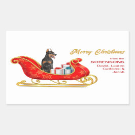 Doberman Pinscher Hund jul Sleigh Rektangulärt Klistermärke