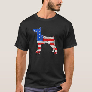 Doberman Pinscher Hund, Juli 4:e juli, Retro USA T Shirt
