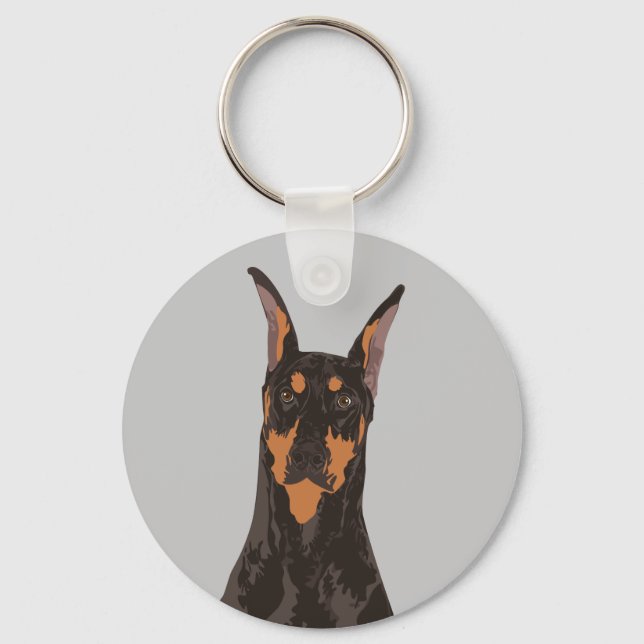 Doberman Pinscher Hund Keychain för Hund älskare Nyckelring (Framsida)