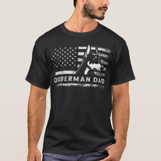 Doberman Pinscher Hund Pappa Amerikansk Flagga Dob T Shirt