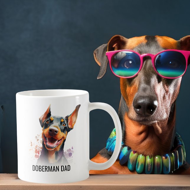Doberman Pinscher Hund Pappa Kaffemugg (Skapare uppladdad)
