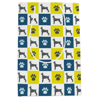 Doberman Pinscher Hund & Paw Print Gult Grid