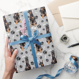 Doberman Pinscher Hund Paw Skriv ut Mönster Presentpapper