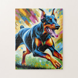 Doberman Pinscher Hund Porträtt Acrylic Art Print Pussel