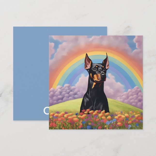 Doberman Pinscher Hund Rainbow Bridge eget namn (Fram/baksida)