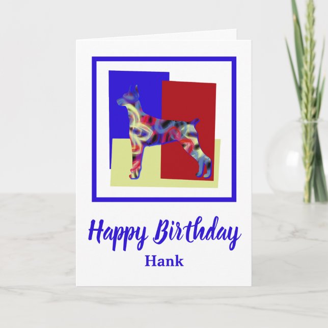Doberman Pinscher Hund Red BlueYellow Birthday Kort (Framsida)