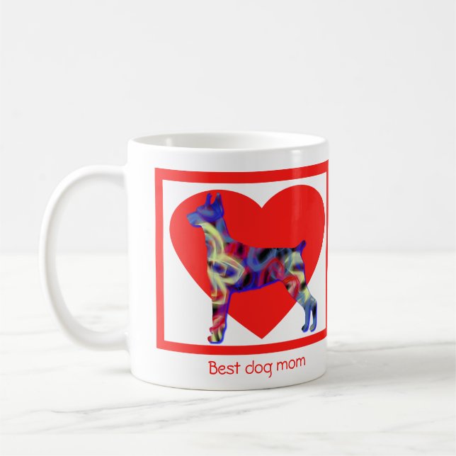 Doberman Pinscher Hund Red Heart Kaffemugg (Vänster)