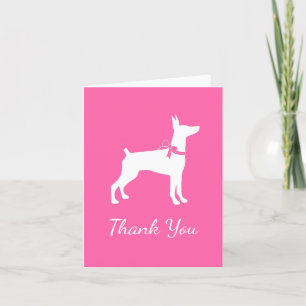 Doberman Pinscher Hund Rosa Flicka Tack. Tack Kort