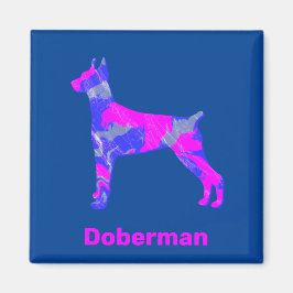 Doberman Pinscher Hund Shock rosa & Blue Magnet