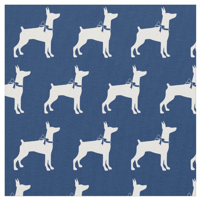 Doberman Pinscher Hund Silhouette Dobie Navy Blue Tyg (Närbild)