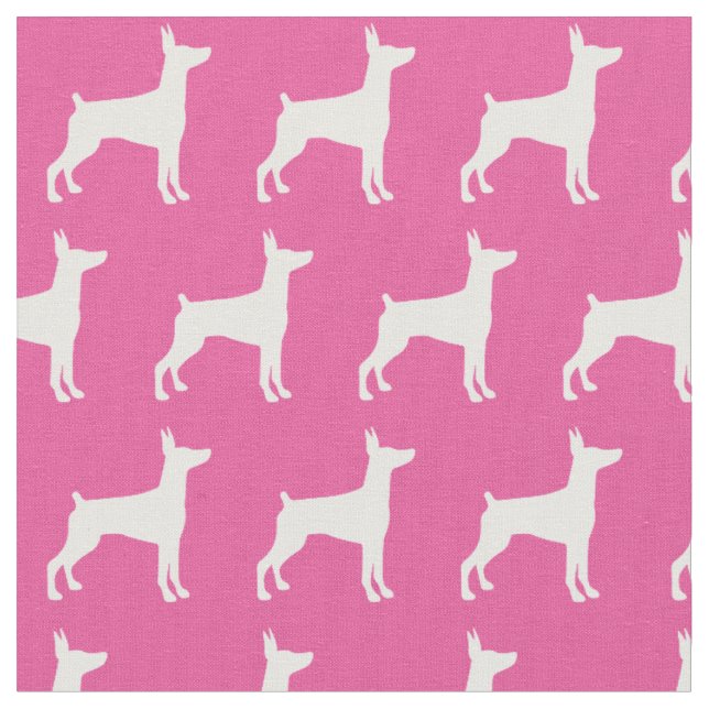 Doberman Pinscher Hund Silhouette Pet Dobie Rosa Tyg (Närbild)