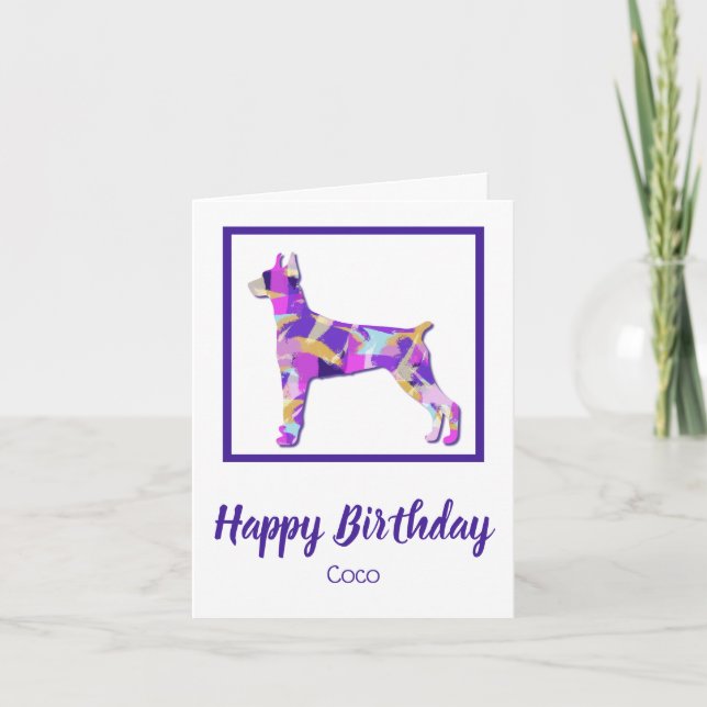 Doberman Pinscher Hund Silhouette PPY&B Birthday Kort (Framsida)