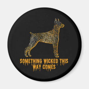 Doberman Pinscher Hund Silhouette Roligt Halloween Magnet