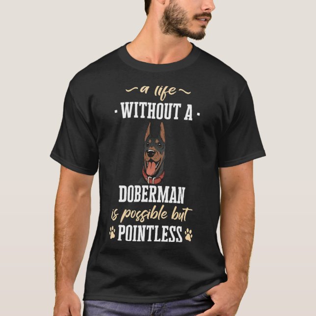 Doberman Pinscher Hund T Shirt (Framsida)