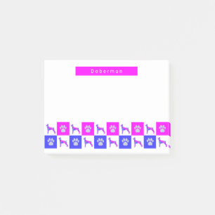 Doberman Pinscher Hund & Tass Shock rosa & Blue Post-it Block