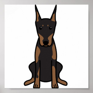 Doberman Pinscher Hund Tecknad Poster