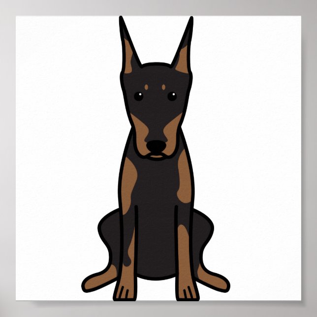 Doberman Pinscher Hund Tecknad Poster (Framsidan)