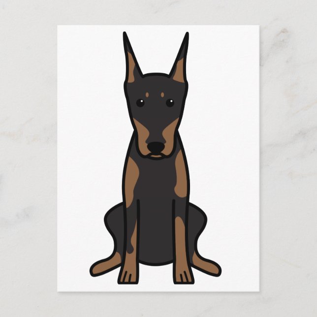 Doberman Pinscher Hund Tecknad Vykort (Framsida)