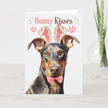 Doberman Pinscher i Bunny Öron för Påsk