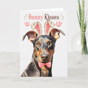 Doberman Pinscher i Bunny Öron för Påsk Helgkort