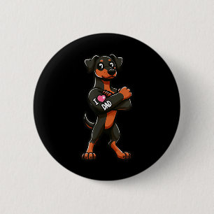 Doberman Pinscher i Kärlek Pappa Rolig hund tatto_ Knapp