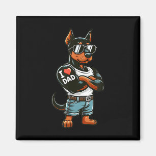 Doberman Pinscher I Kärlek Pappa Rolig hund Tattoo Magnet