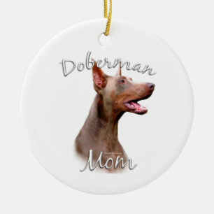 Doberman Pinscher (Isabella) Mamma 2 Julgransprydnad Keramik
