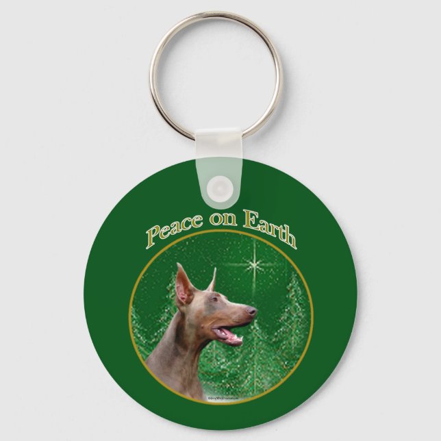 Doberman Pinscher (isabella) Peace Nyckelring (Framsida)