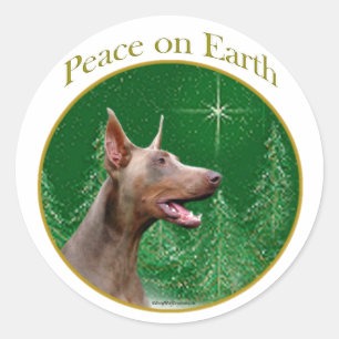 Doberman Pinscher (isabella) Peace Runt Klistermärke