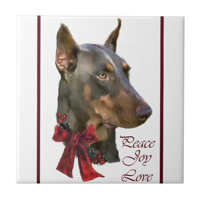 Doberman Pinscher jul Kakelplatta (Framsidan)