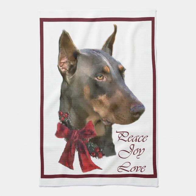 Doberman Pinscher jul Kökshandduk (Vertikal)