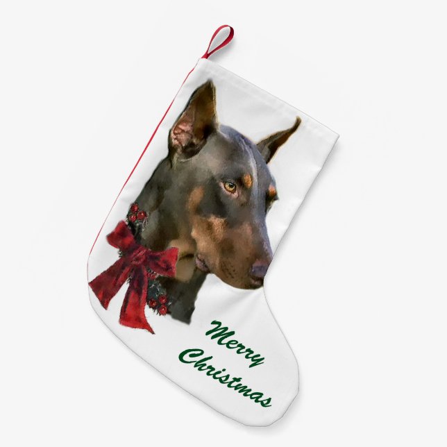 Doberman Pinscher jul Liten Julstrumpa (Framsidan (Hängande))