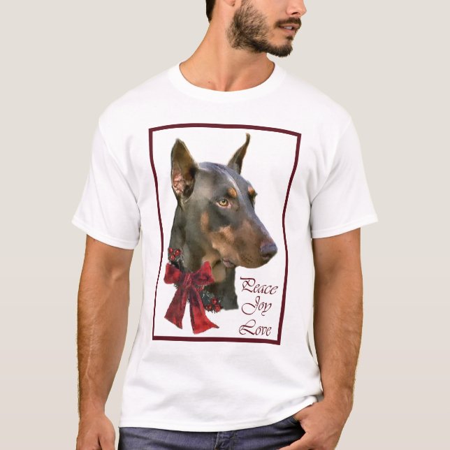 Doberman Pinscher jul T Shirt (Framsida)